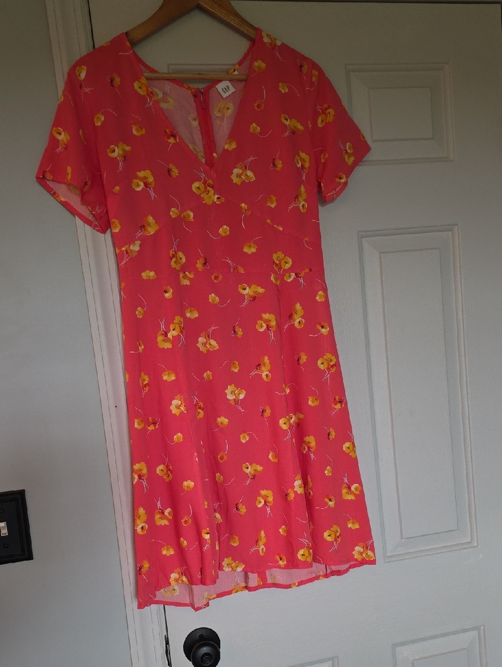 GAP Coral Pink Floral Dress with Yellow Flowers